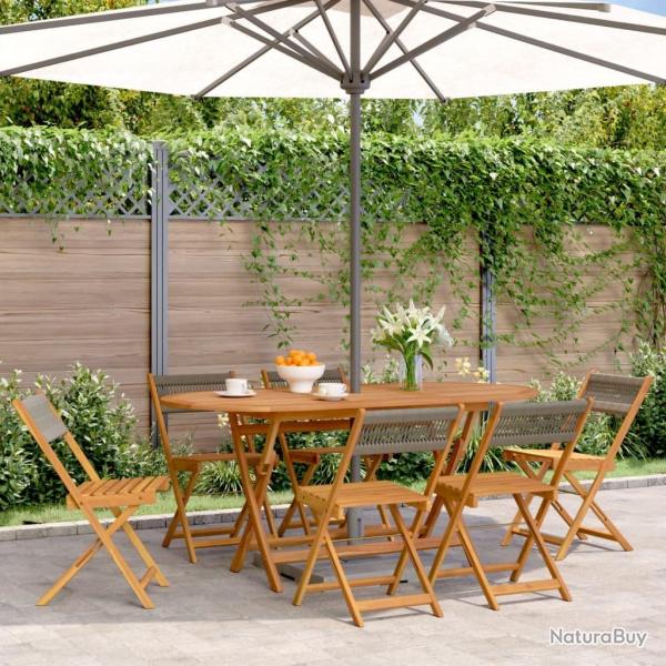 Chaises de jardin pliables lot de 6 gris bois d'acacia massif alsavelo
