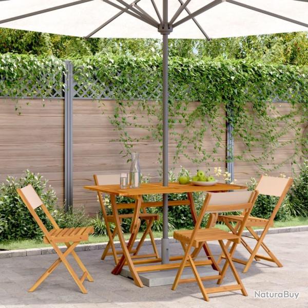 Chaises de jardin pliantes lot de 4 beige tissu et bois massif