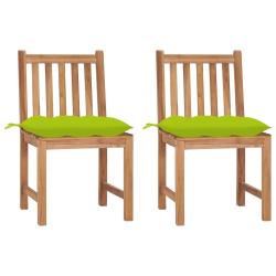 Chaises de jardin lot de 2 avec coussins Bois de teck massif