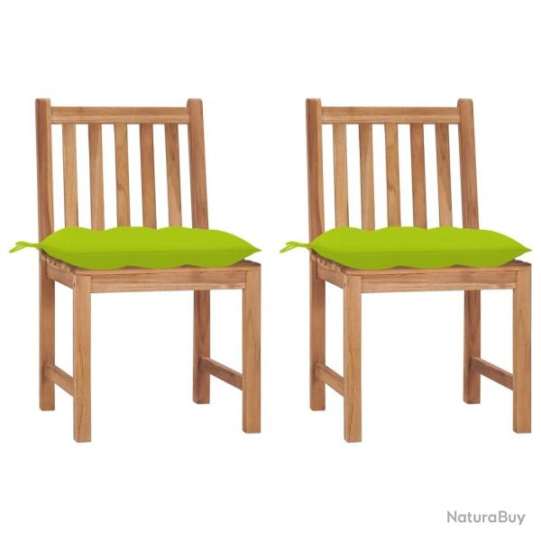 Chaises de jardin lot de 2 avec coussins Bois de teck massif alsavelo