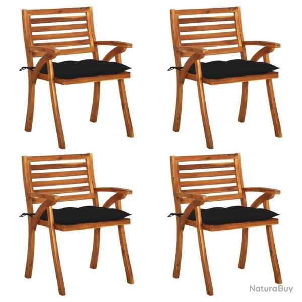 Chaises de jardin avec coussins lot de 4 Bois de teck solide alsavelo