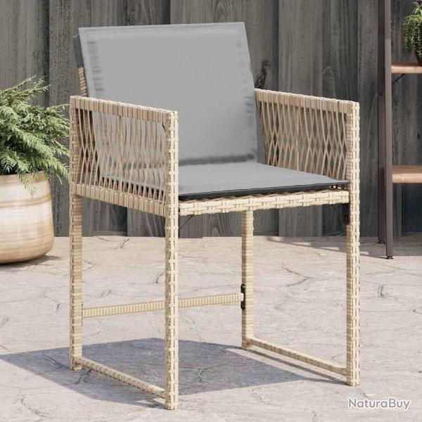Chaises de jardin avec coussins lot de 4 m�lange beige