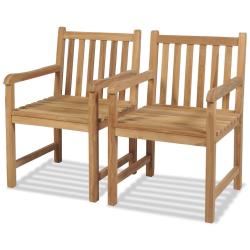 Chaises d'ext&eacute;rieur lot de 2 Bois de teck solide
