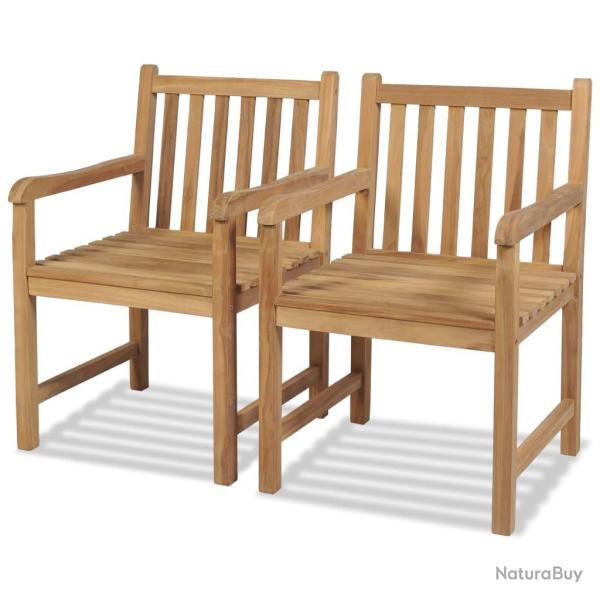 Chaises d'ext�rieur lot de 2 Bois de teck solide alsavelo