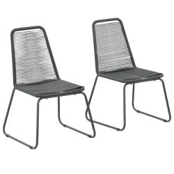 Chaises d'ext&eacute;rieur lot de 2 R&eacute;sine tress&eacute;e Noir