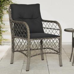 Chaises de jardin avec coussins lot de 2 gris r&eacute;sine tress&eacute;e