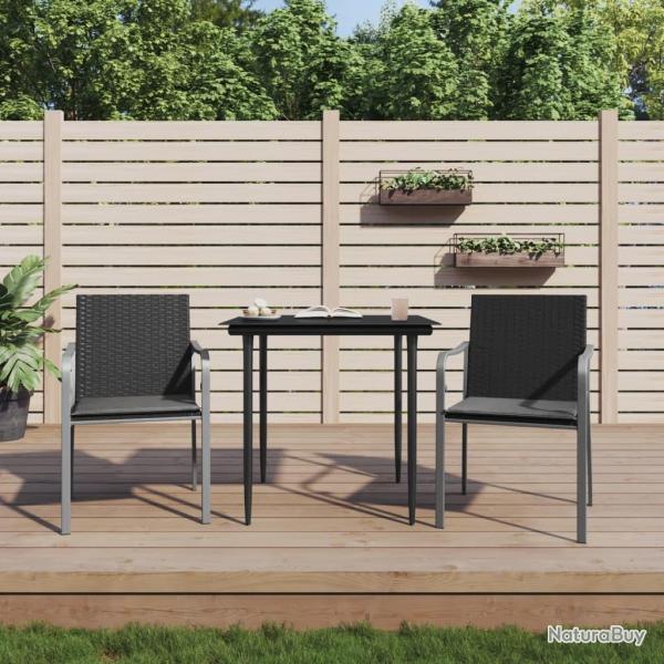 Chaises de jardin avec coussins lot de 2 noir 56x59x84 cm rotin alsavelo