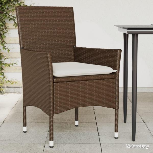 Chaises de jardin avec coussins lot de 2 marron r�sine tress�e