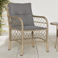 Chaises de jardin avec coussins lot de 2 m&eacute;lange beige rotin