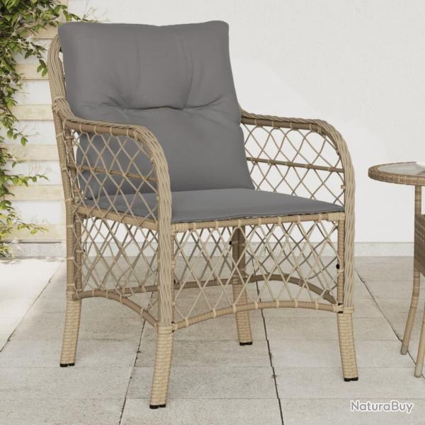 Chaises de jardin avec coussins lot de 2 m�lange beige rotin