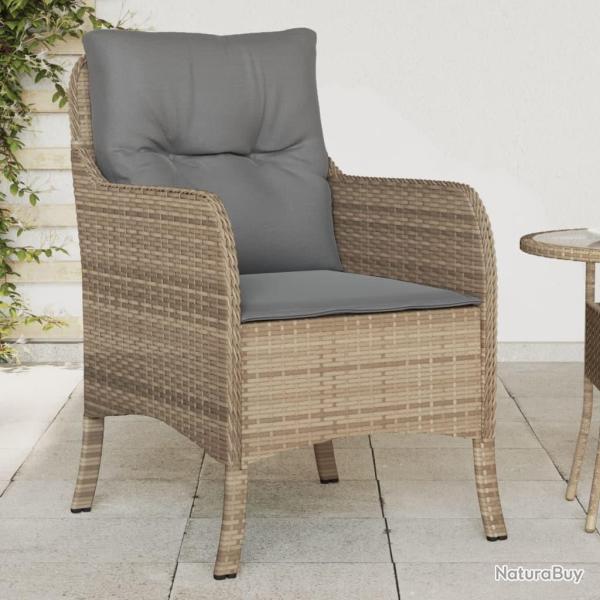 Chaises de jardin avec coussins lot de 2 m�lange beige rotin
