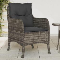 Chaises de jardin avec coussins lot de 2 gris r&eacute;sine tress&eacute;e