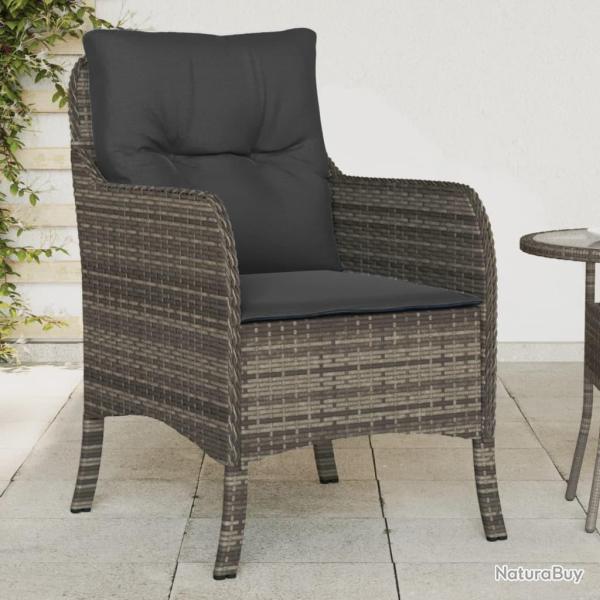 Chaises de jardin avec coussins lot de 2 gris r�sine tress�e