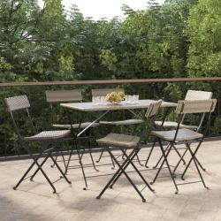 Chaises de bistrot pliantes lot de 6 Gris R&eacute;sine tress&eacute;e acier