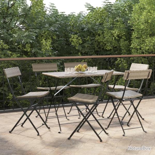 Chaises de bistrot pliantes lot de 6 Gris R�sine tress�e acier