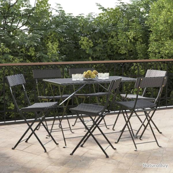 Chaises de bistrot pliantes lot de 6 Noir Rsine tresse acier alsavelo