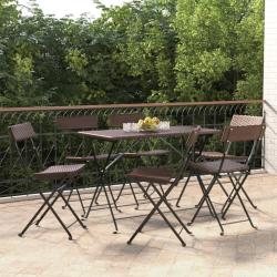 Chaises de bistrot pliantes lot de 6 R&eacute;sine tress&eacute;e et acier