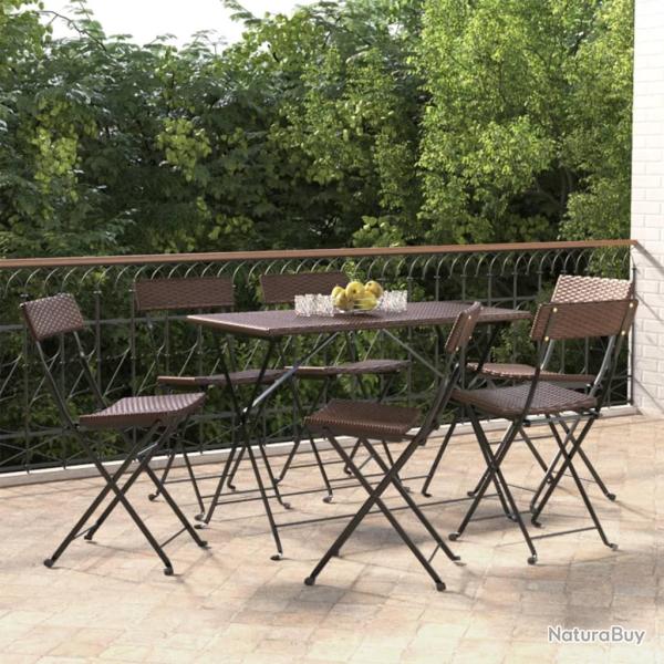 Chaises de bistrot pliantes lot de 6 R�sine tress�e et acier