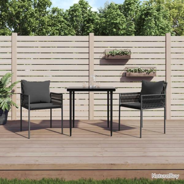Chaises de jardin avec coussins lot de 2 noir 54x61x83 cm rotin alsavelo