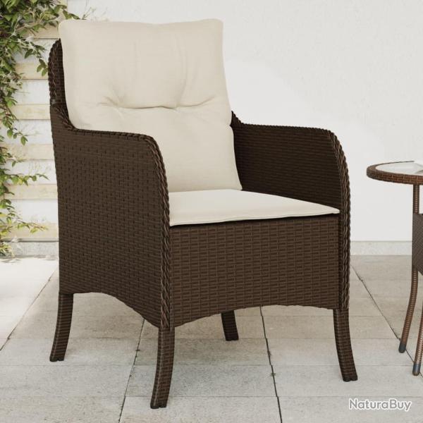 Chaises de jardin avec coussins lot de 2 marron r�sine tress�e