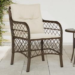 Chaises de jardin avec coussins lot de 2 marron r&eacute;sine tress&eacute;e