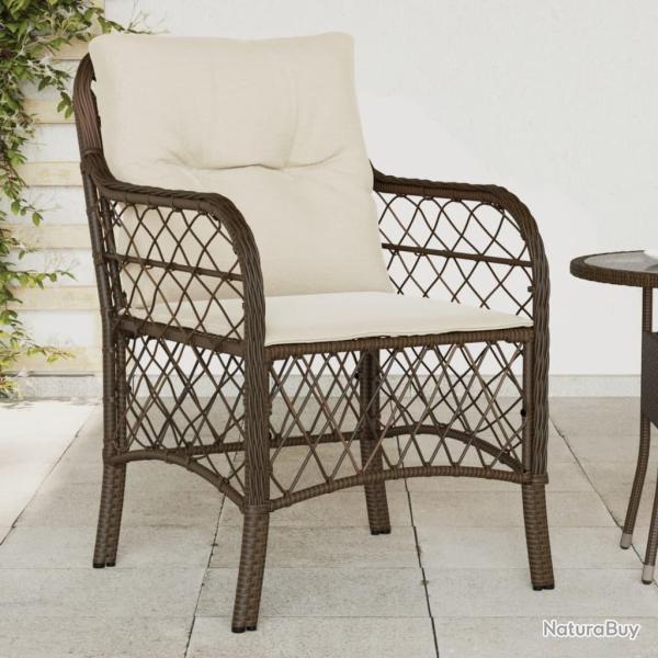 Chaises de jardin avec coussins lot de 2 marron r�sine tress�e