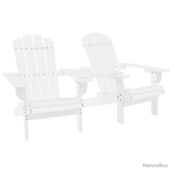 Chaises de jardin Adirondack avec table bois de sapin blanc alsavelo