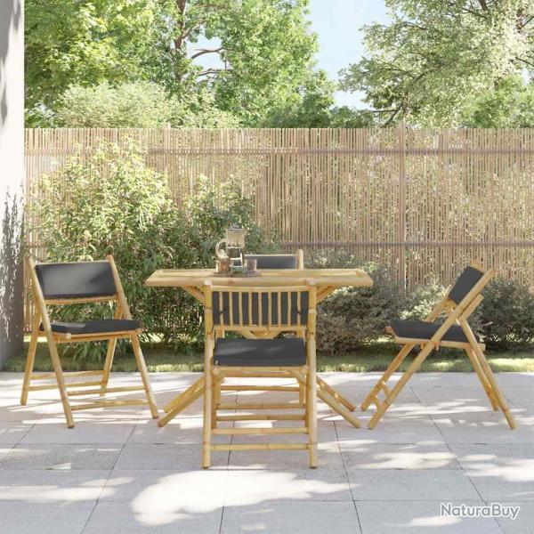 Chaises de bistro pliantes lot de 4 coussins gris fonc� bambou