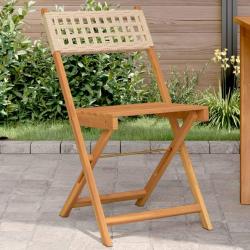 Chaises de bistrot lot de 2 beige bois massif d'acacia et rotin