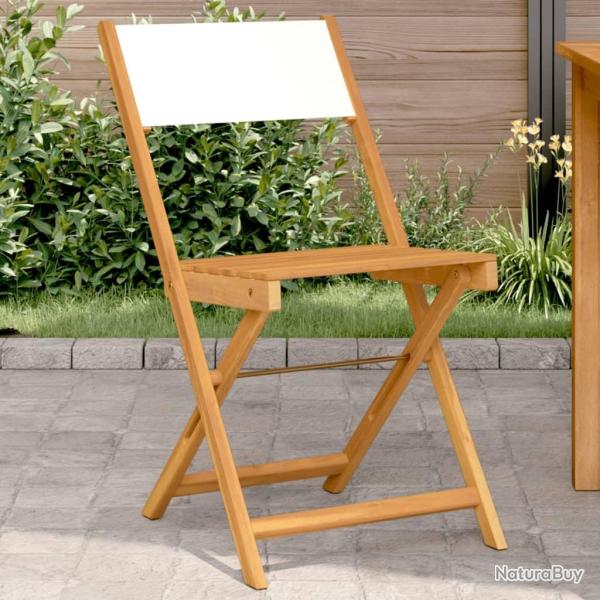 Chaises de bistrot lot de 2 blanc cr�me bois acacia et tissu