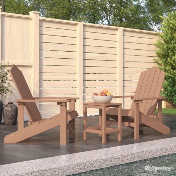 Chaises de jardin Adirondack avec table PEHD Marron alsavelo