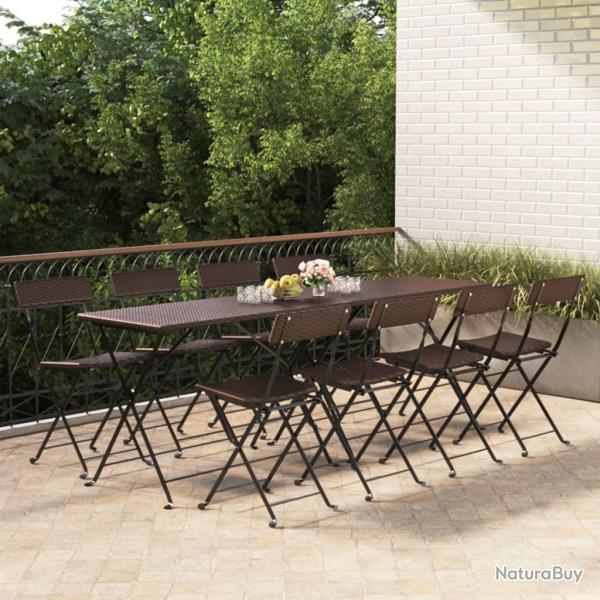 Chaises de bistrot pliantes lot de 8 R�sine tress�e et acier