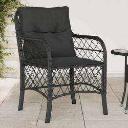 Chaises de jardin avec coussins lot de 2 noir r&eacute;sine tress&eacute;e