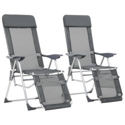 Chaises de camping pliantes et repose-pied lot de 2 textil&egrave;ne