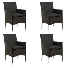 Chaises de jardin avec coussins lot de 4 R&eacute;sine tress&eacute;e Noir