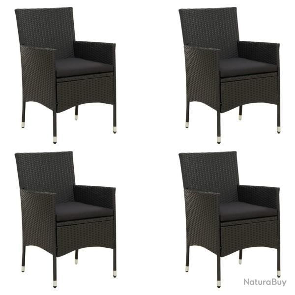 Chaises de jardin avec coussins lot de 4 R�sine tress�e Noir