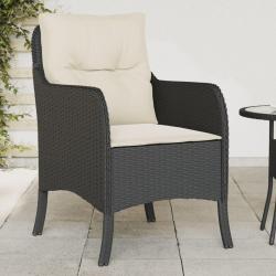Chaises de jardin avec coussins lot de 2 noir r&eacute;sine tress&eacute;e