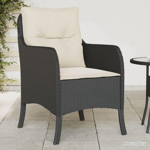 Chaises de jardin avec coussins lot de 2 noir r�sine tress�e