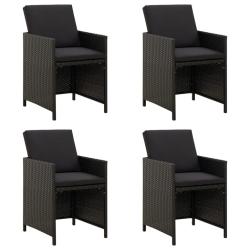 Chaises de jardin avec coussins lot de 4 R&eacute;sine tress&eacute;e Noir