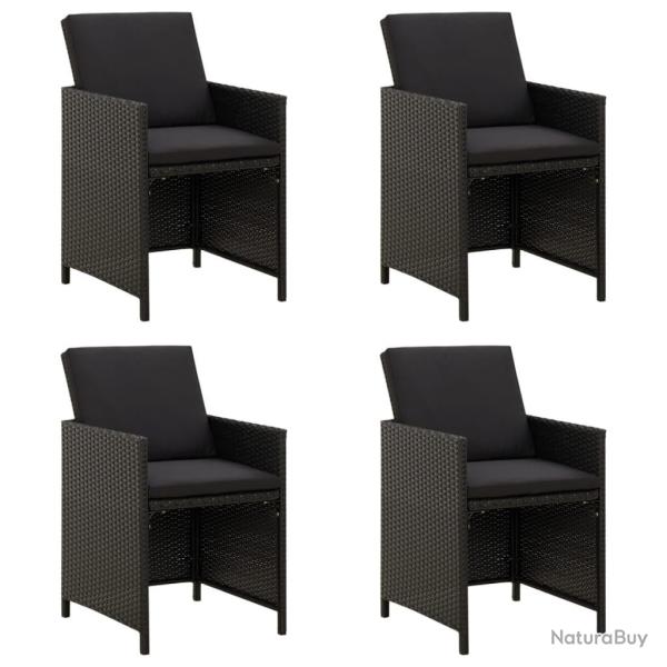 Chaises de jardin avec coussins lot de 4 R�sine tress�e Noir