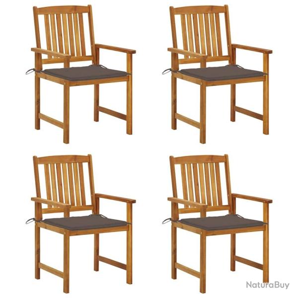 Chaises de jardin avec coussins lot de 4 Bois d'acacia massif