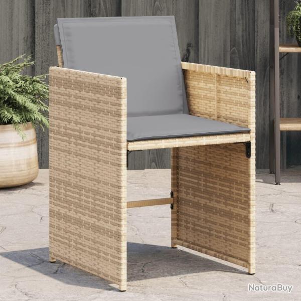 Chaises de jardin avec coussins lot de 4 m�lange beige