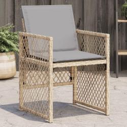 Chaises de jardin avec coussins lot de 4 m&eacute;lange beige