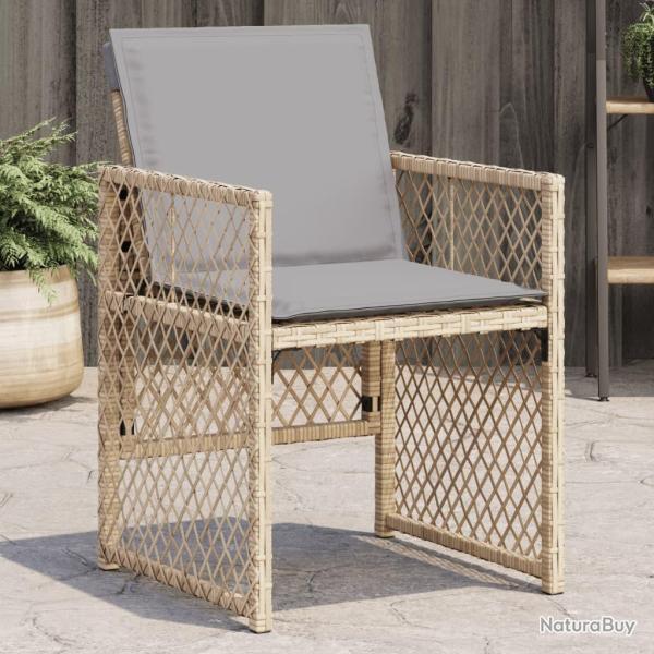 Chaises de jardin avec coussins lot de 4 m�lange beige