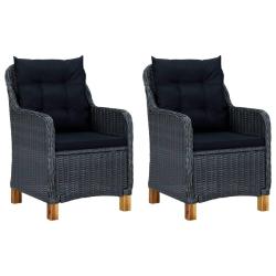 Chaises de jardin avec coussins lot de 2 R&eacute;sine tress&eacute;e