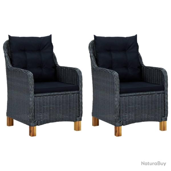 Chaises de jardin avec coussins lot de 2 R�sine tress�e