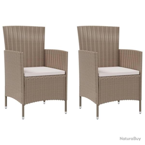 Chaises de jardin avec coussins lot de 2 R�sine tress�e Beige alsavelo
