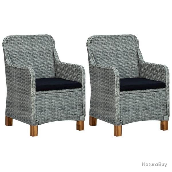 Chaises de jardin avec coussins lot de 2 R�sine tress�e