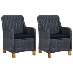 Chaises de jardin avec coussins lot de 2 R&eacute;sine tress&eacute;e