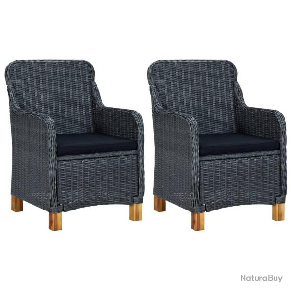 Chaises de jardin avec coussins lot de 2 R�sine tress�e